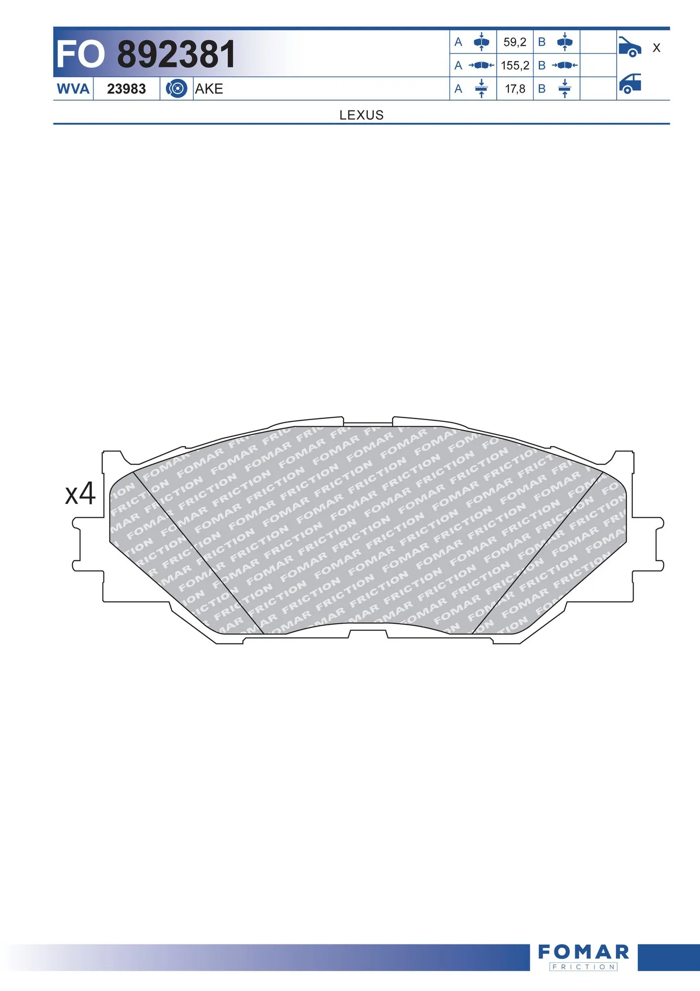 Brake Pad Set, disc brake